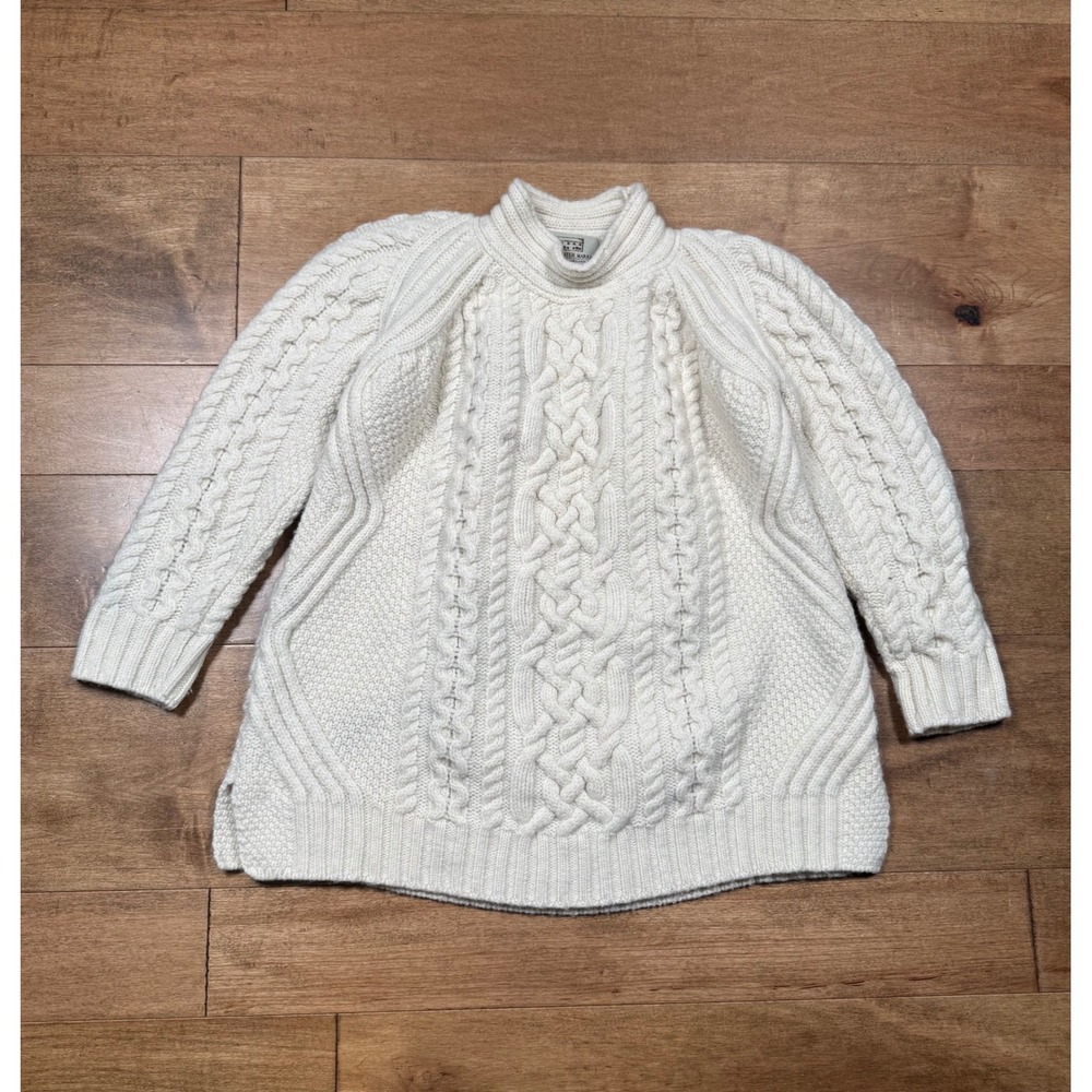 Aran Sweater Market 100% Merino Wool Knit Pullover Sweater Womens XL Cream Beige